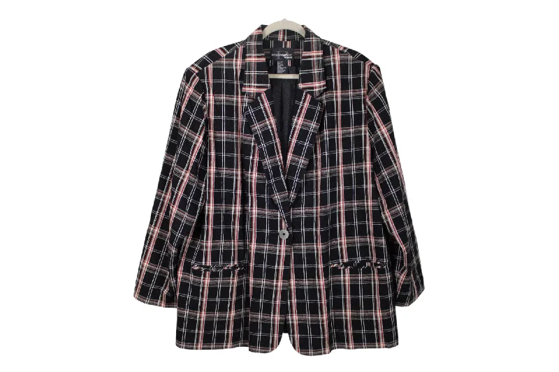 Requirements Black Plaid Blazer | 22W Women's Fashion Blazer