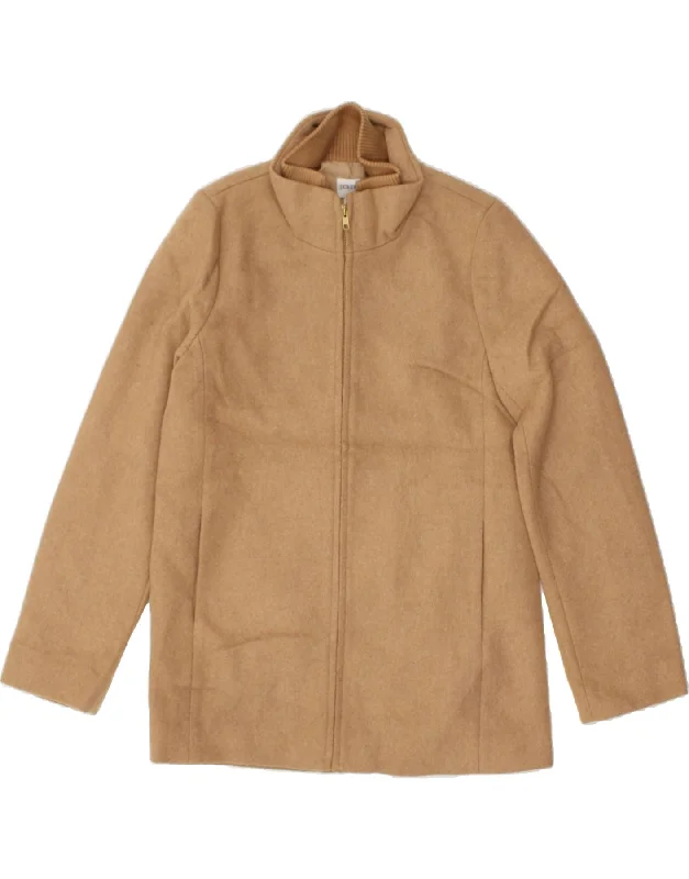 J. CREW Womens Fleece Coat US 8 Medium Brown Wool Raincoat Turtleneck Coat Wrap Coat J. CREW Womens Fleece Coat US 8 Medium Brown Wool Raincoat Turtleneck Coat Wrap Coat