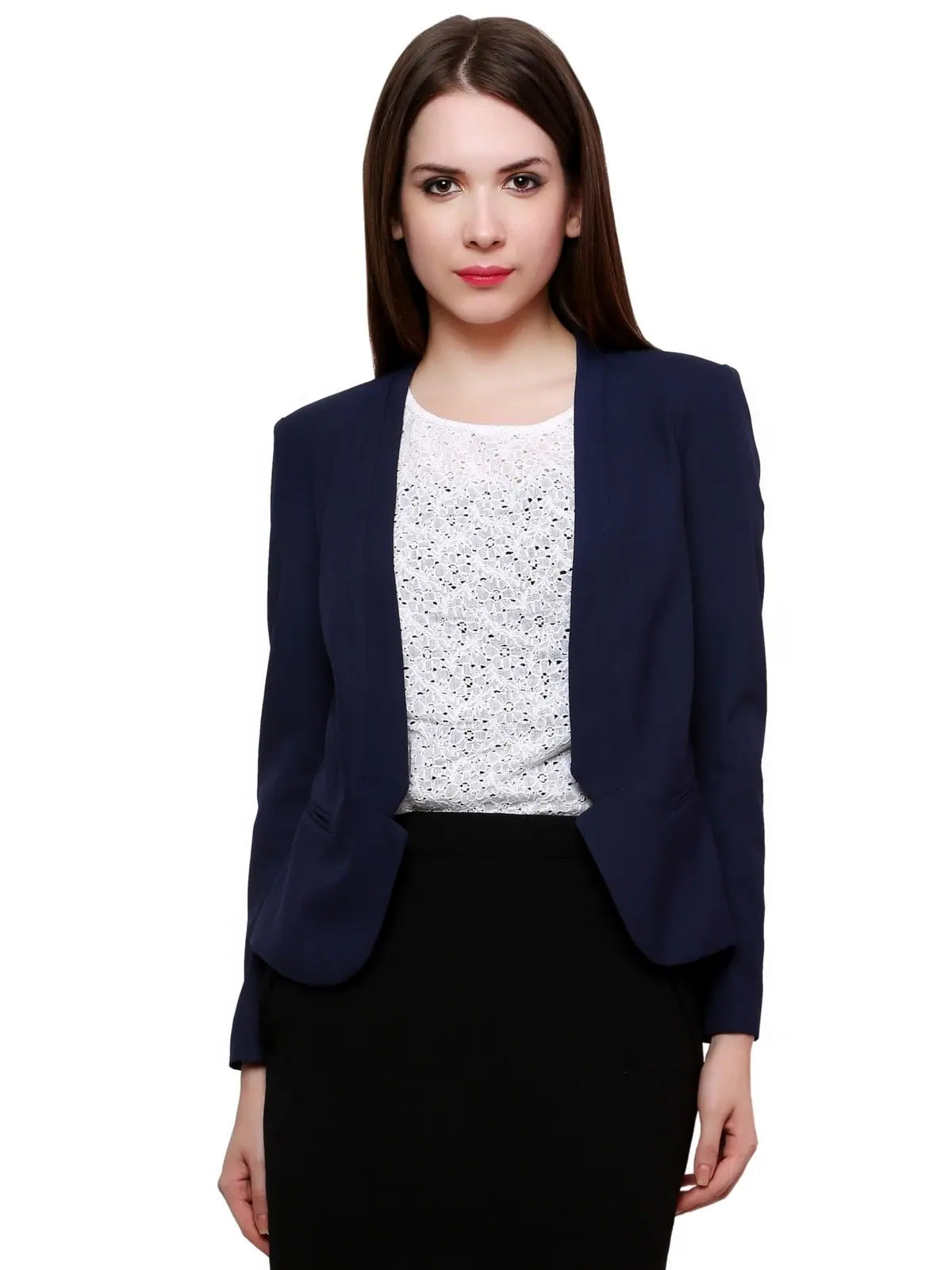 Blue Solid Blazer Women's Brand Blazer