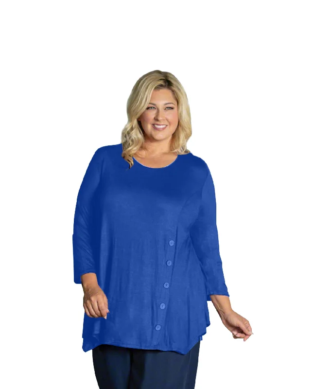 On The Plus Side Tamsin Bracelet Sleeve Button Detail Plus Size Knit Top Long Sleeve Knit Tee