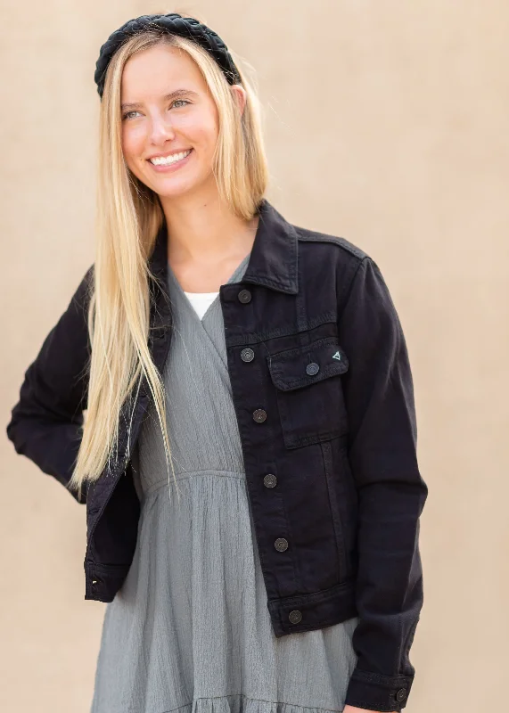 Black Button Up Denim Jacket - FINAL SALE Cotton Fabric Linen Fabric Terry Fabric Cotton Fabric Linen Fabric Terry Fabric Black Button Up Denim Jacket - FINAL SALE Cotton Fabric Linen Fabric Terry Fabric Cotton Fabric Linen Fabric Terry Fabric