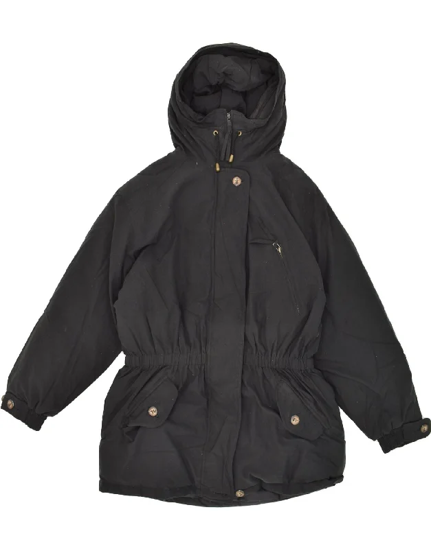 EDDIE BAUER Womens Hooded Padded Coat UK 16 Large Black Polyester Collared Crew Neck Turtle Neck EDDIE BAUER Womens Hooded Padded Coat UK 16 Large Black Polyester Collared Crew Neck Turtle Neck
