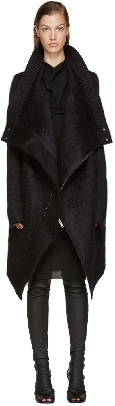 Black Mohair Explore Saturn Coat Wool Cashmere Tweed