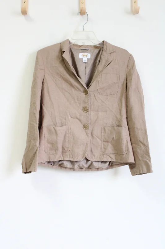 Talbots Irish Linen Brown Blazer | 10 Petite Women's Boutique Jacket