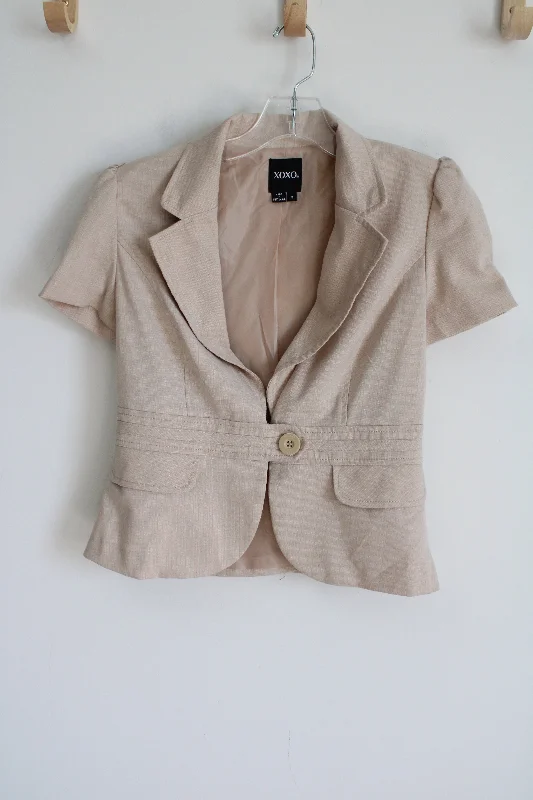 XOXO Tan Short Sleeved Blazer | M Women's Elegant Suit