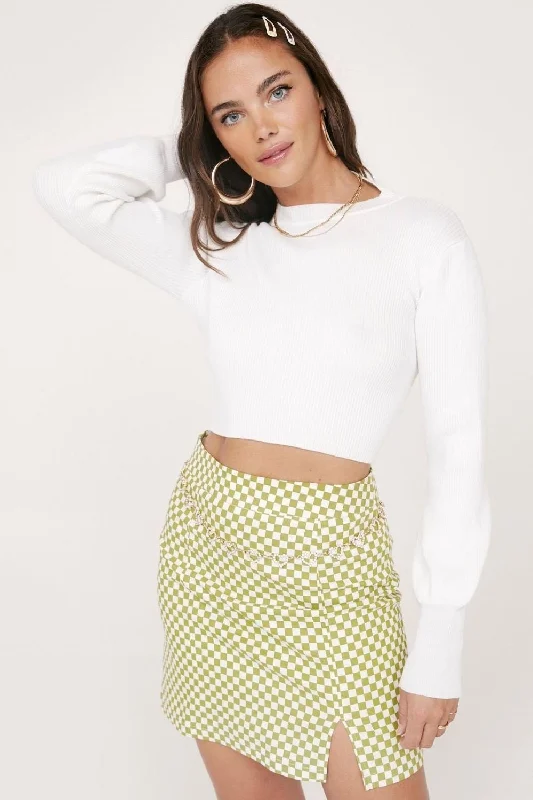 Ribbed Crossover Open
 Back Knit Top Polka Dot Knit Top