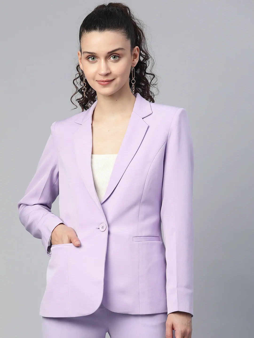 PowerSutra Single Button Light Weight Blazer - Lavender Women's Professional Jacket