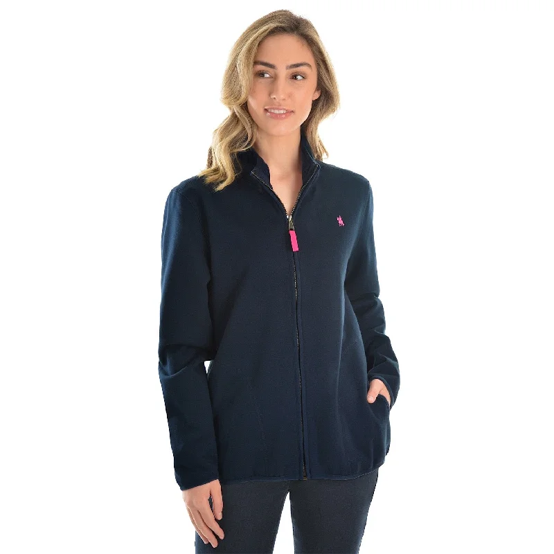 Thomas Cook Womens Zip Thru Fleece Jacket Dark Navy Nylon Fabric Polyester Fabric Spandex Fabric Nylon Fabric Polyester Fabric Spandex Fabric