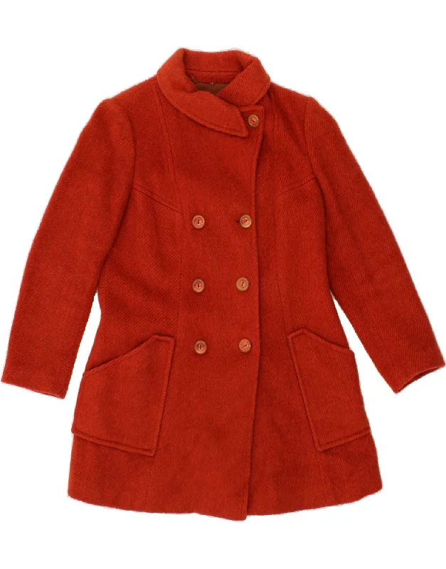 VINTAGE Womens Double Breasted Coat UK 12 Medium Red Turtleneck Jacket Crew Neck Jacket V-Neck Jacket VINTAGE Womens Double Breasted Coat UK 12 Medium Red Turtleneck Jacket Crew Neck Jacket V-Neck Jacket