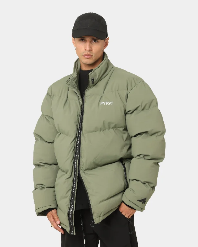 PYRA Padded Puffa Jacket Olive Green Ribbed Jacket Pleated Jacket Ruffled Jacket Ribbed Jacket Pleated Jacket Ruffled Jacket