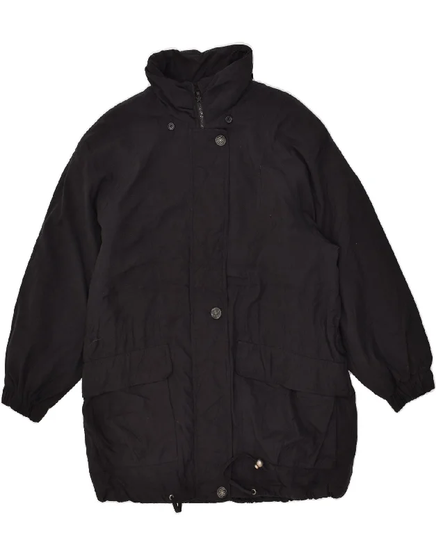 LONDON FOG Womens Windbreaker Coat UK 16 Large Black Vent Hem Cuff