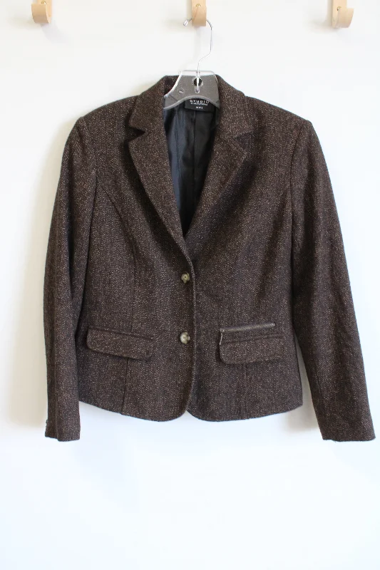 Studio By Liz Claiborne Brown Wool Blend Blazer | 4 Petite Women's Handmade Blazer