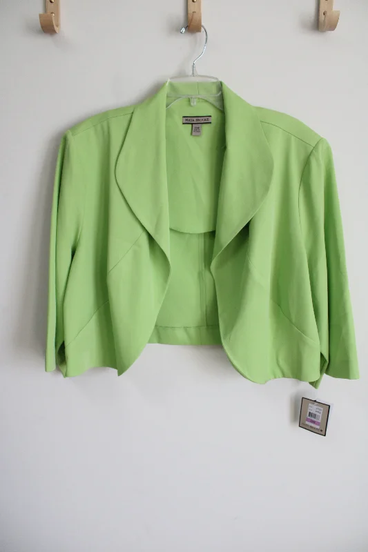 NEW Maya Brooke Green Short Blazer Cardigan | 22W Women's Vintage Suit