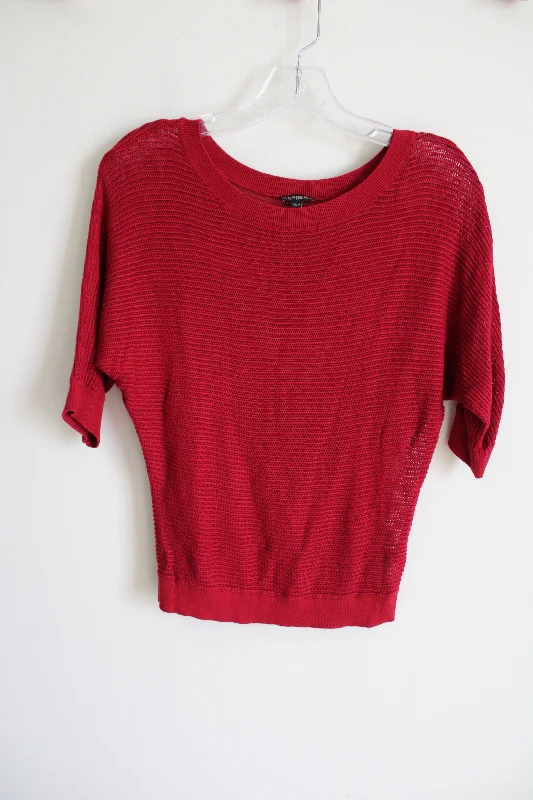 Express Red Knit Top | S Geometric Knit Tee