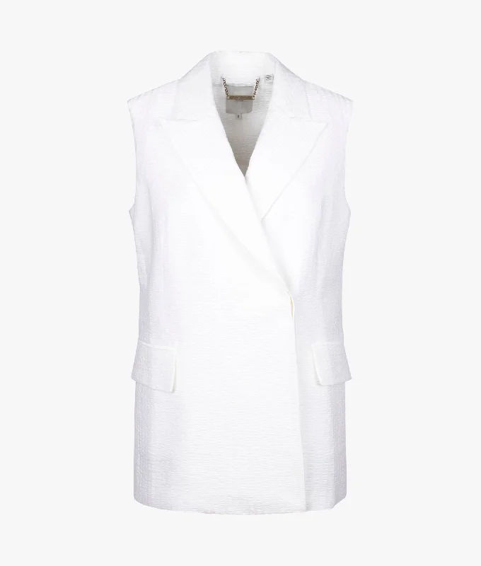 Charu seersucker sleeveless blazer in white Women's Boutique Suit