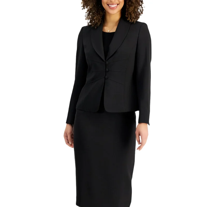 LE SUIT -  Shawl-Collar Seamed Blazer Cotton Blend Blazer