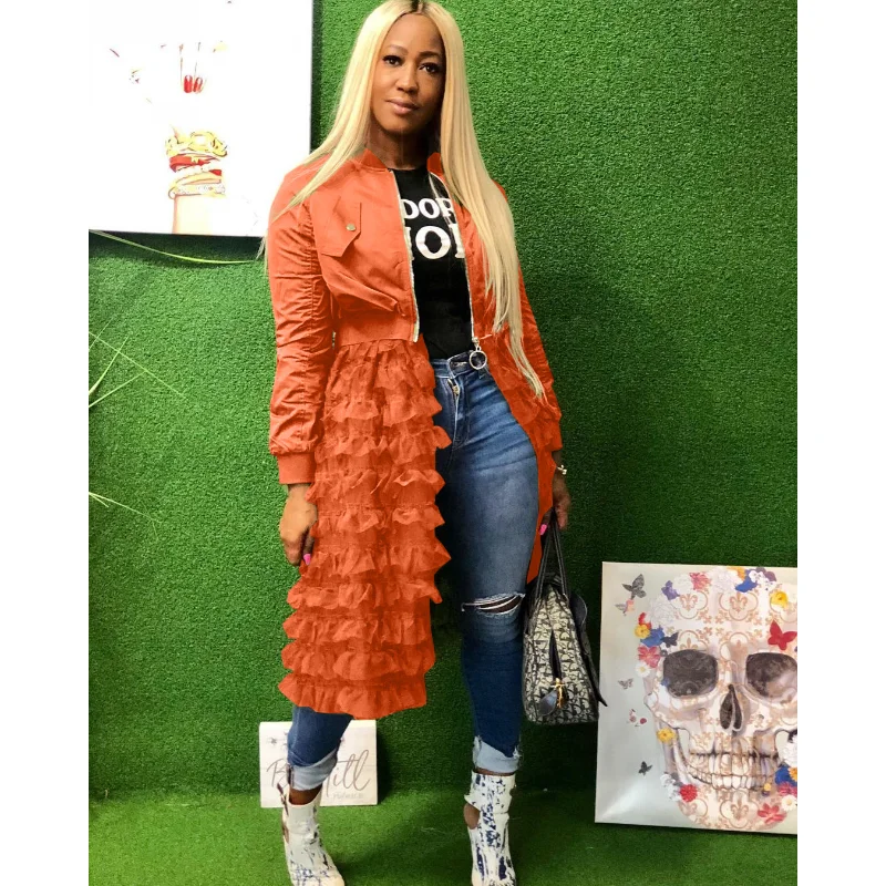 Zipper Solid Jacket+mesh Lace Skirt Coat (CL10908) Welt Pockets Slit Pockets Flap Pockets Welt Pockets Slit Pockets Flap Pockets Zipper Solid Jacket+mesh Lace Skirt Coat (CL10908) Welt Pockets Slit Pockets Flap Pockets Welt Pockets Slit Pockets Flap Pockets