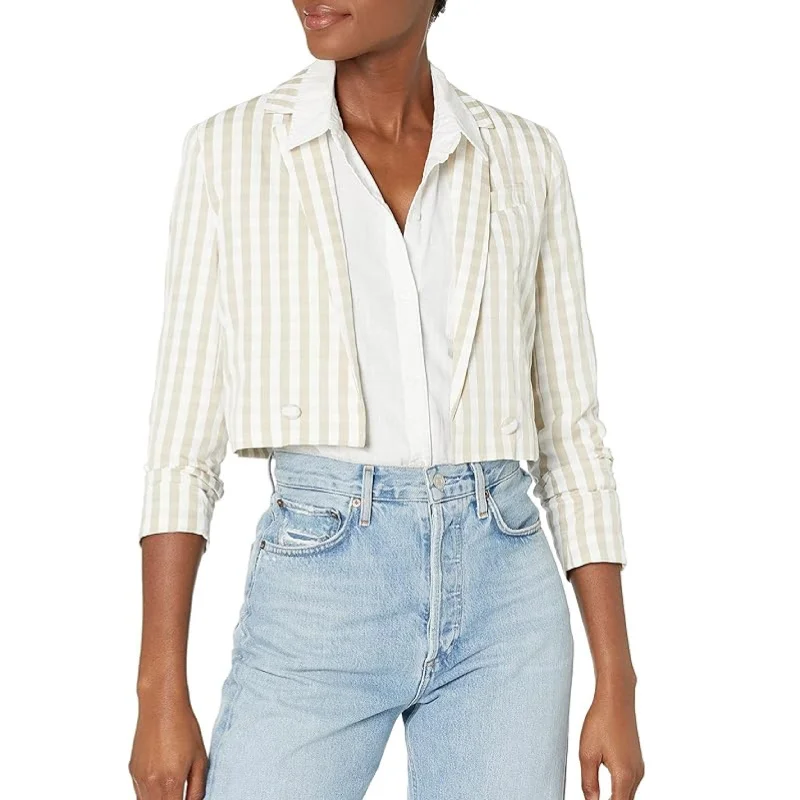 OAT - Cropped Open Blazer Women's Stripe Blazer