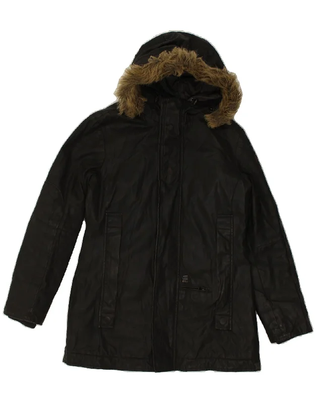 G-STAR Womens Hooded Windbreaker Coat UK 14 Large Black Cotton Collared Crew Neck Turtle Neck G-STAR Womens Hooded Windbreaker Coat UK 14 Large Black Cotton Collared Crew Neck Turtle Neck