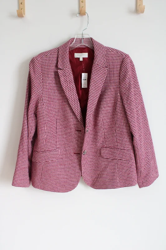 NEW Talbots Pink Houndstooth Blazer | 12 Petite Women's Simple Blazer