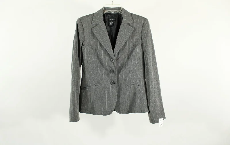 Rafaella Grey Stripe Blazer | Size 8 Women's Fashion Blazer