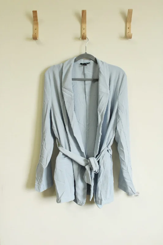 NEW Roz & Ali Light Blue Summer Cardigan Blazer | Size L Women's Professional Jacket