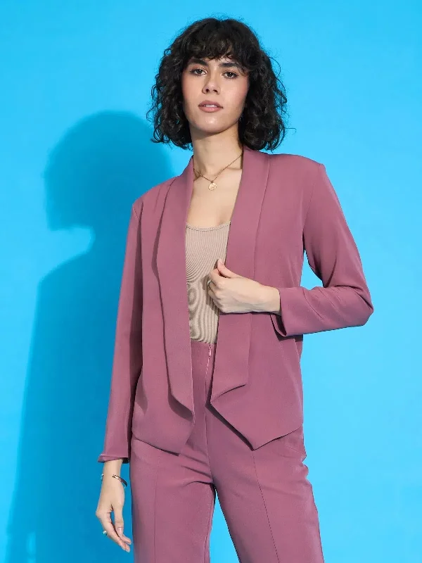 Women Onion Pink Shawl Collar Front Open Blazer Women's Party Jacket