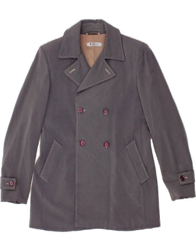 MARELLA Womens Double Breasted Coat UK 14 Large Grey Viscose Coat Overcoat Trench Coat MARELLA Womens Double Breasted Coat UK 14 Large Grey Viscose Coat Overcoat Trench Coat