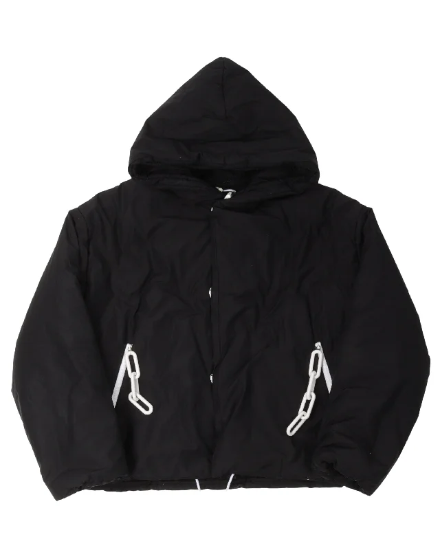 FW19 Earth Padded Chain Detail Hooded Jacket Nylon Jacket Polyester Jacket Spandex Jacket Nylon Jacket Polyester Jacket Spandex Jacket