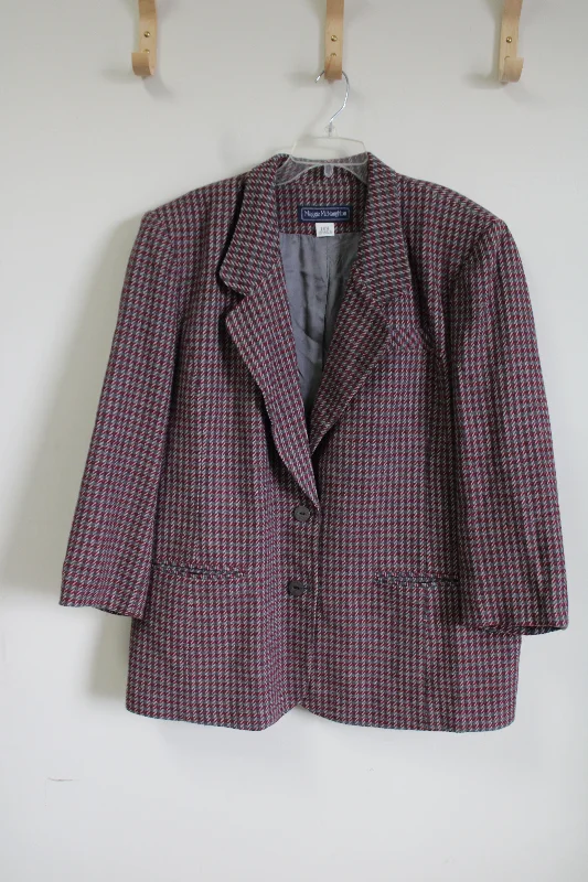 Maggie McNaughton Red & Gray Houndstooth Blazer | 18W Women's Vacation Suit