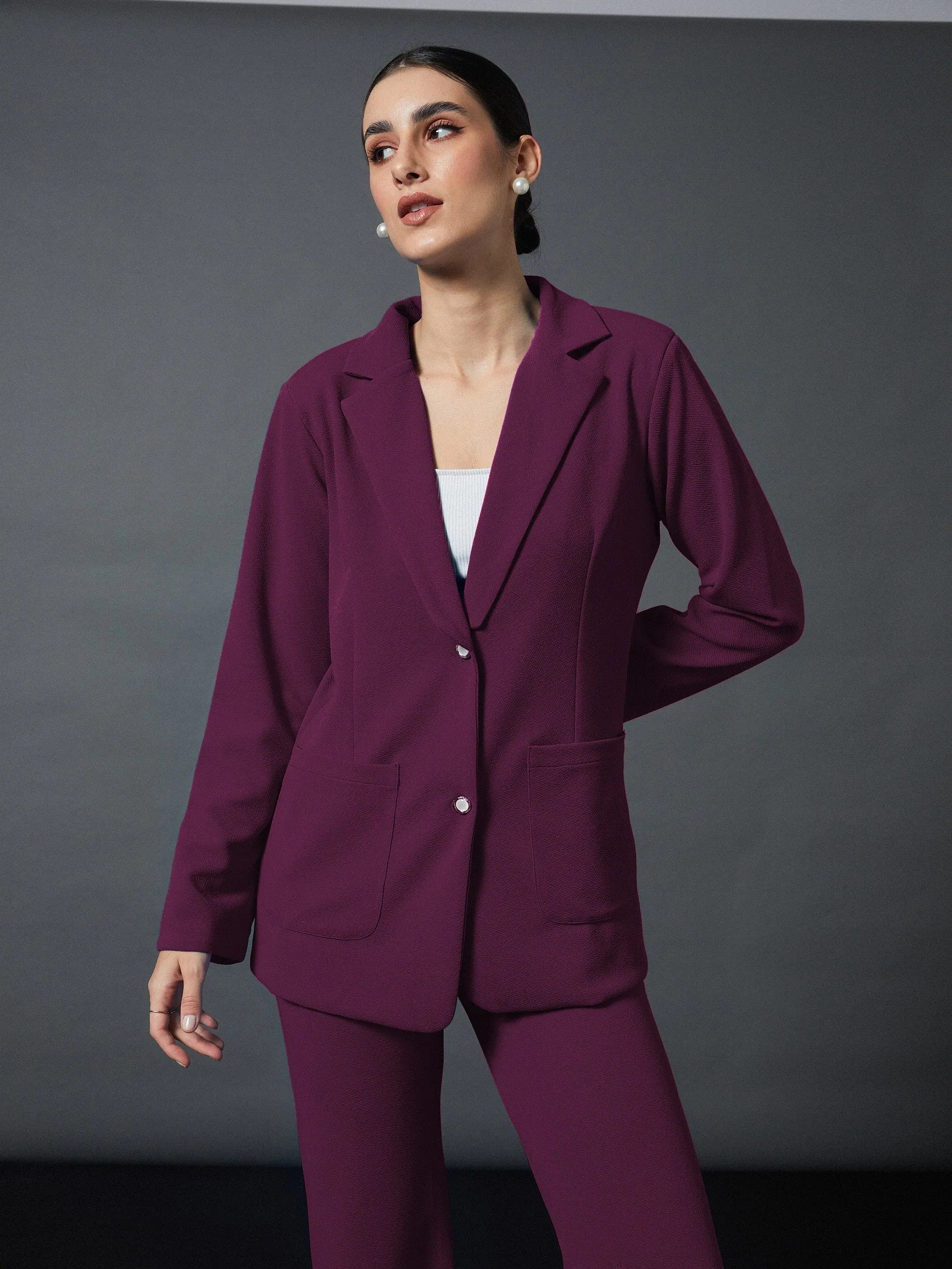 Women Mauve Slim Fit Blazer Women's Boutique Suit