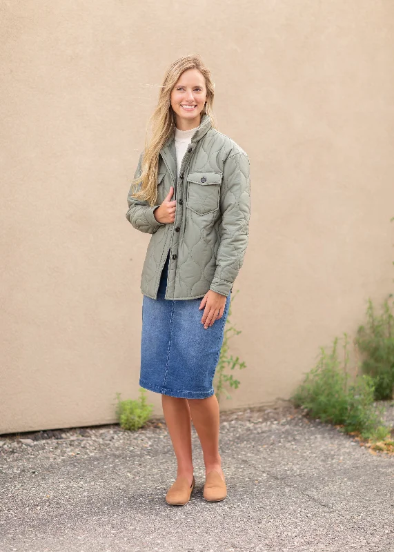 Olive Padded Long Sleeve Jacket - FINAL SALE Cardigan Sweater Pullover Cardigan Sweater Pullover Olive Padded Long Sleeve Jacket - FINAL SALE Cardigan Sweater Pullover Cardigan Sweater Pullover