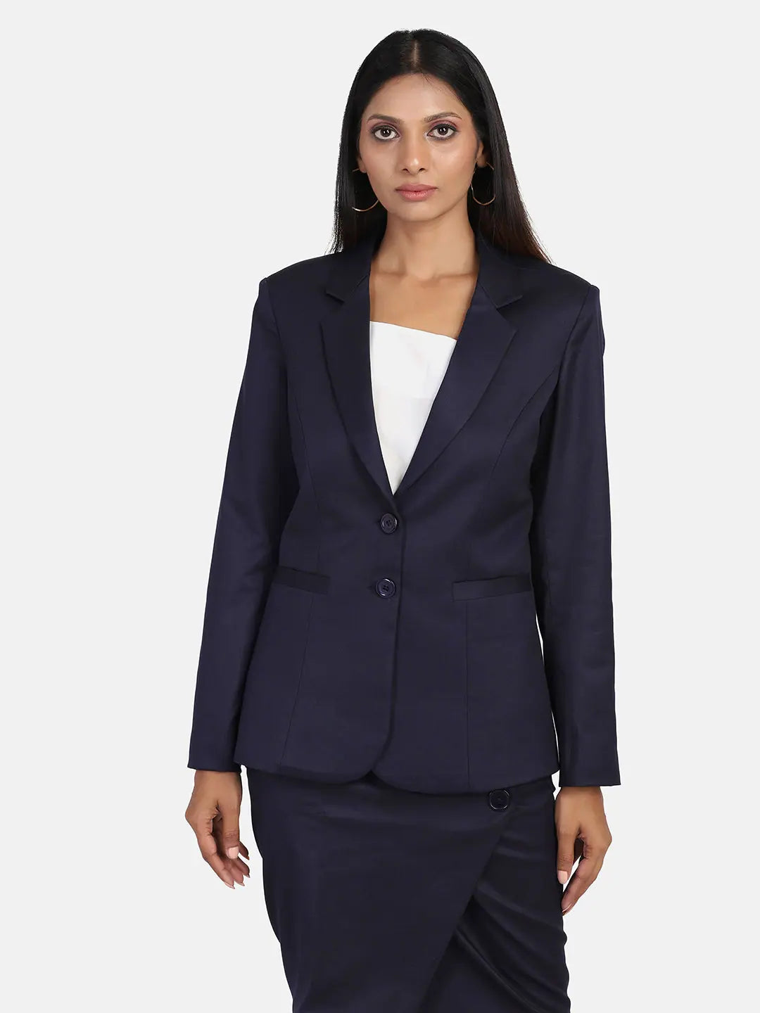 PowerSutra Poly Cotton Blazer - Blue Milan Custom Blazer