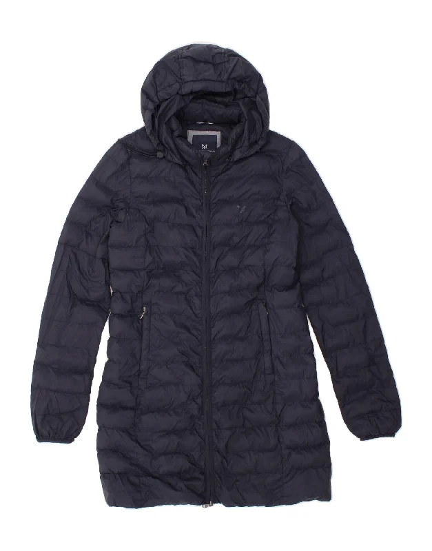 CREW CLOTHING Womens Hooded Padded Coat UK 8 Small Navy Blue Polyester Three-Quarter Sleeve Elbow Sleeve Wrist Sleeve CREW CLOTHING Womens Hooded Padded Coat UK 8 Small Navy Blue Polyester Three-Quarter Sleeve Elbow Sleeve Wrist Sleeve