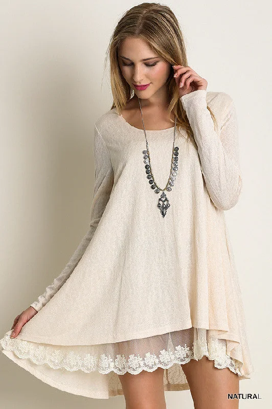 Long Sleeve Knit Top Beige Knit Top