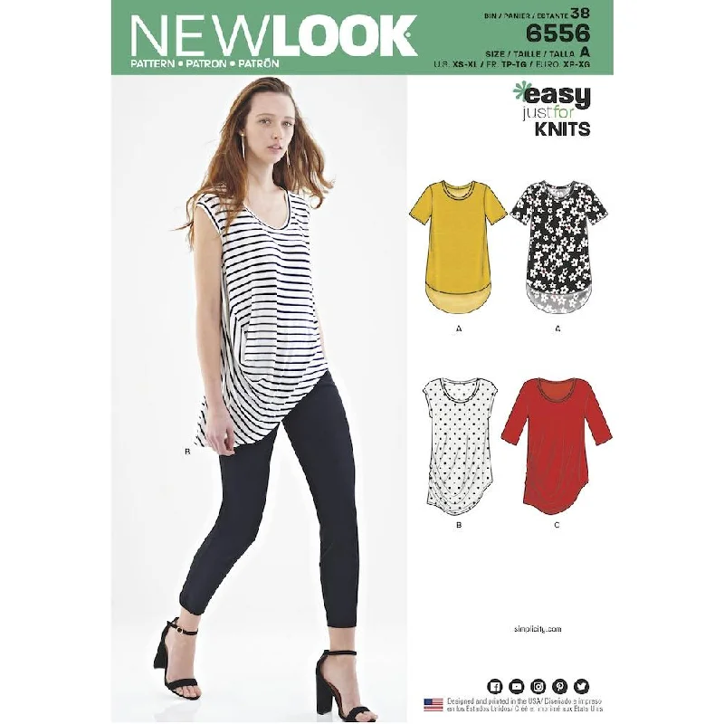 Newlook Pattern 6556  Women's Easy Knit Tops Fashion Knit Shirt