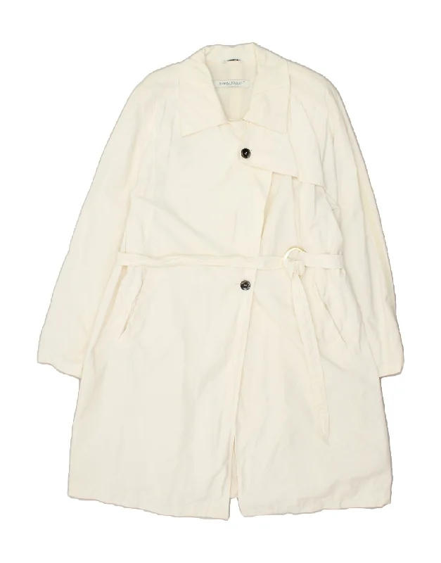 MARINA RINALDI Womens Trench Coat Size 21 Small Off White Cotton Quilted Jacket Anorak Windbreaker MARINA RINALDI Womens Trench Coat Size 21 Small Off White Cotton Quilted Jacket Anorak Windbreaker