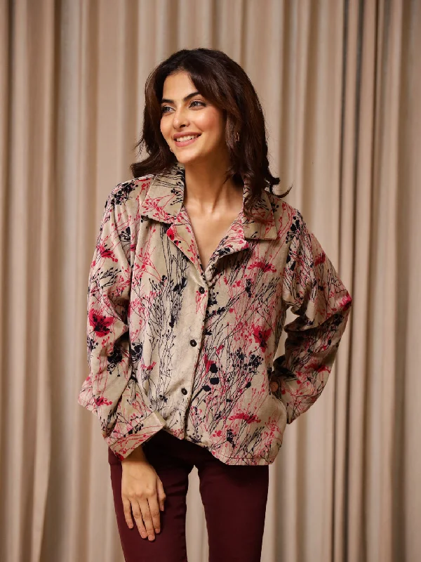 Multicolor Printed Velvet Jacket for Women Front Pockets Side Pockets Patch Pockets Front Pockets Side Pockets Patch Pockets Multicolor Printed Velvet Jacket for Women Front Pockets Side Pockets Patch Pockets Front Pockets Side Pockets Patch Pockets