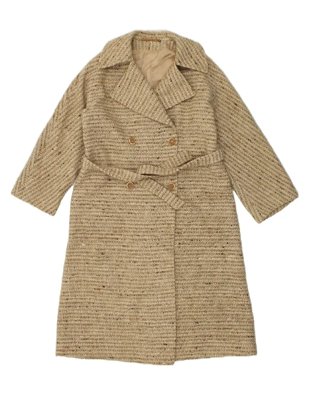 VINTAGE Womens Double Breasted Coat IT 42 Medium Beige Flecked Wool Off-the-Shoulder Jacket Double-Breasted Coat Single-Breasted Coat VINTAGE Womens Double Breasted Coat IT 42 Medium Beige Flecked Wool Off-the-Shoulder Jacket Double-Breasted Coat Single-Breasted Coat