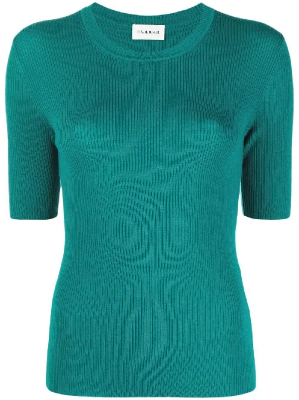 PAROSH short sleeved round-neck knit top High-End Knit Shirt