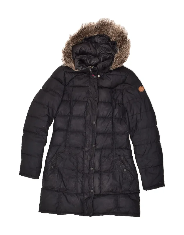 TOMMY HILFIGER Womens Hooded Padded Coat UK 10 Small Black Polyester Bomber Jacket Denim Jacket Leather Jacket TOMMY HILFIGER Womens Hooded Padded Coat UK 10 Small Black Polyester Bomber Jacket Denim Jacket Leather Jacket