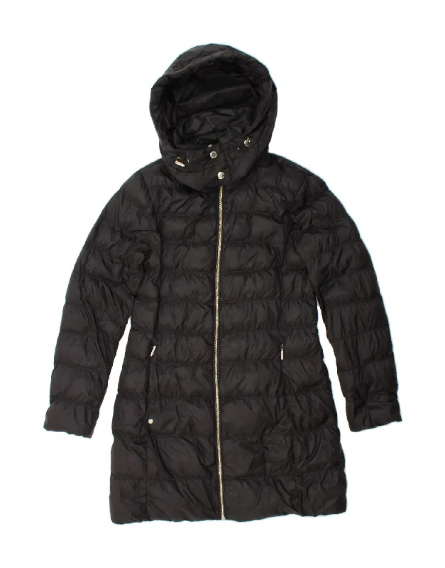 MASSIMO DUTTI Womens Hooded Padded Coat UK 10 Small Black Polyamide Off-the-Shoulder Jacket Double-Breasted Coat Single-Breasted Coat MASSIMO DUTTI Womens Hooded Padded Coat UK 10 Small Black Polyamide Off-the-Shoulder Jacket Double-Breasted Coat Single-Breasted Coat
