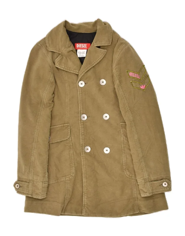 DIESEL Womens Military Graphic Double Breasted Coat UK 8 Small Khaki Houndstooth Coat Plaid Coat Tartan Coat DIESEL Womens Military Graphic Double Breasted Coat UK 8 Small Khaki Houndstooth Coat Plaid Coat Tartan Coat
