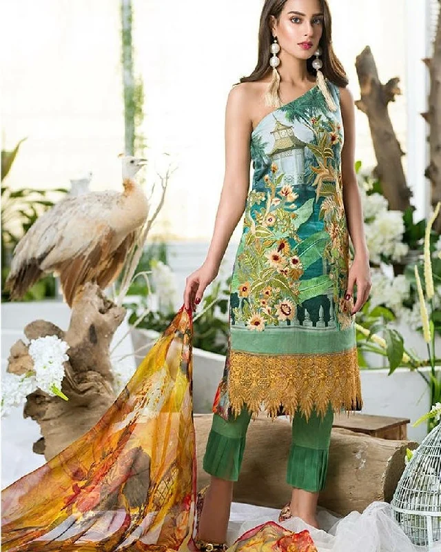 Bottel Green and Mustered color Lawn dress by Asifa Nabeel - L1623