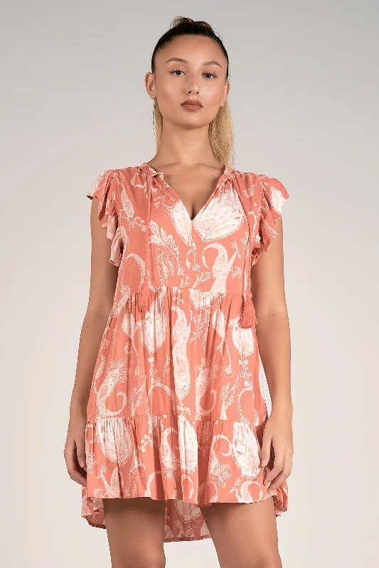Coral Ruffle Dress