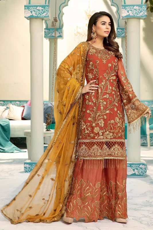 Latest Chiffon embroidered Pakistani eid dress in gold dust color # P2478