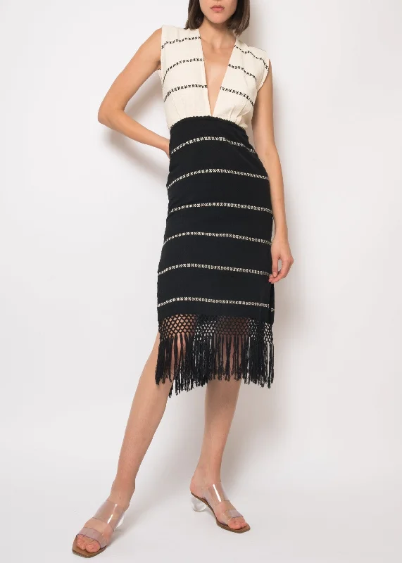 Yalitza Black Ecru Sheath Dress