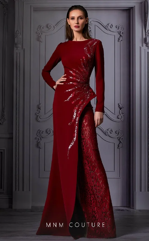 MNM Couture K3850 Sequin Formal Long Sleeve Evening Dress