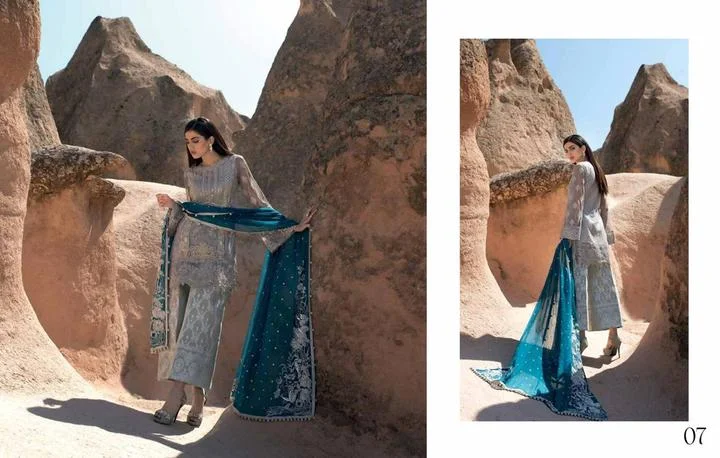 Classical Pakistani Short Shirt Plazzo dress by Zainab Chotani - C1705