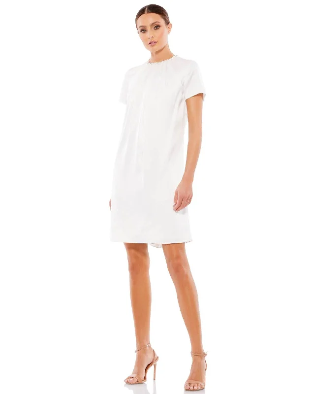 Mac Duggal 55698 Short Sleeve Beaded Cocktail Dress